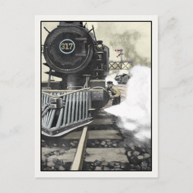 Postcard with Vintage Railway Illustration (Front)