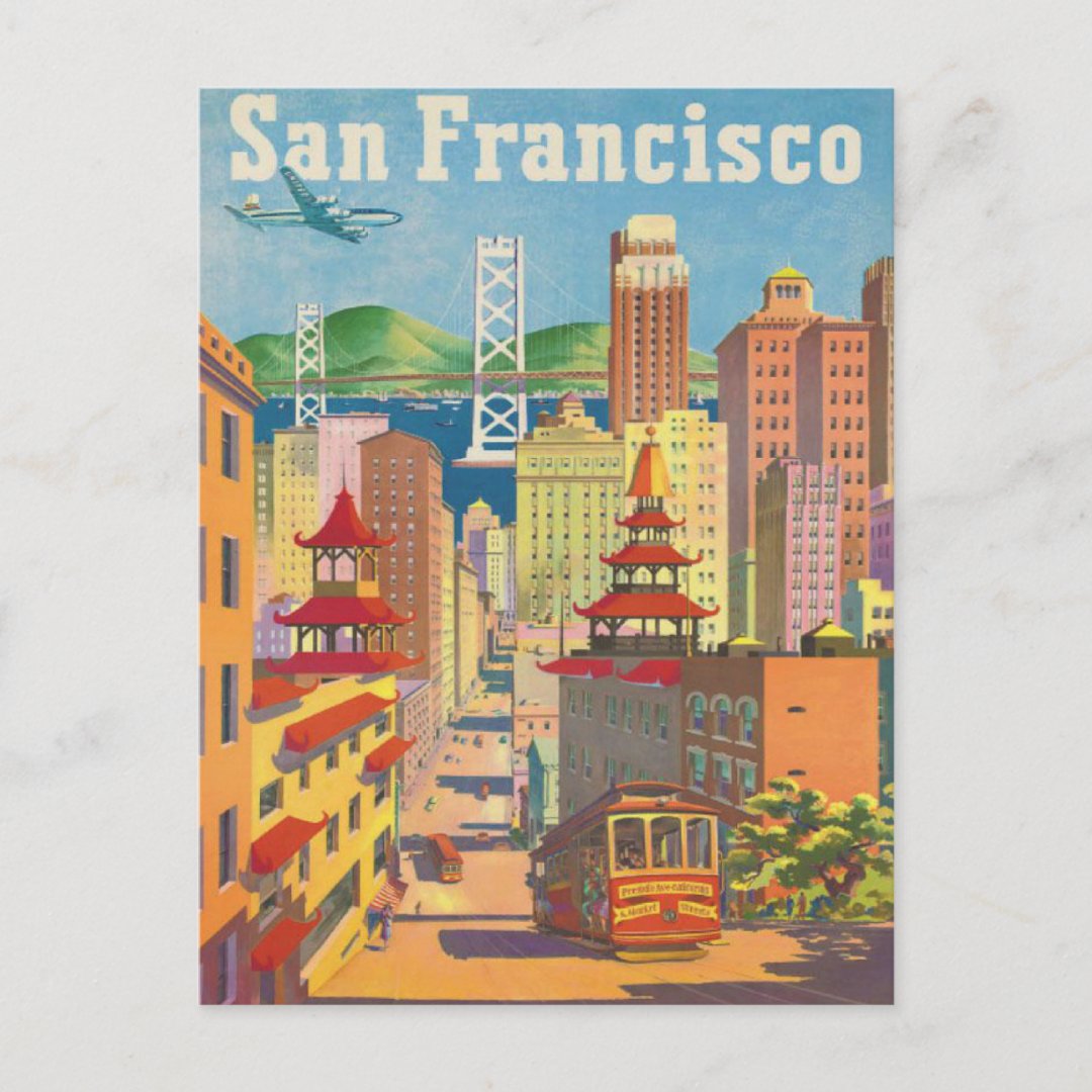 Postcard with Vintage San Francisco Poster | Zazzle