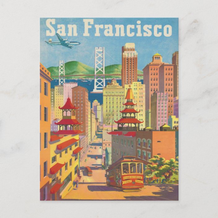 Postcard with Vintage San Francisco Poster | Zazzle.com