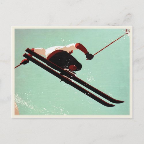 Postcard with Vintage Ski Bum Print