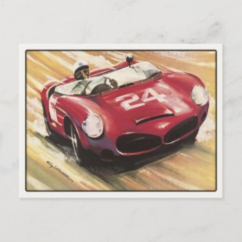 Postcard With Vintage Sport Car Poster Print by cardland at Zazzle