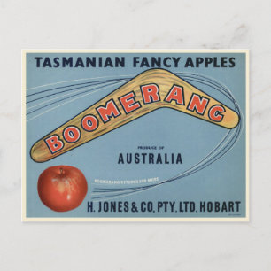 Postcard with Vintage Tasmanian Crate Label Print