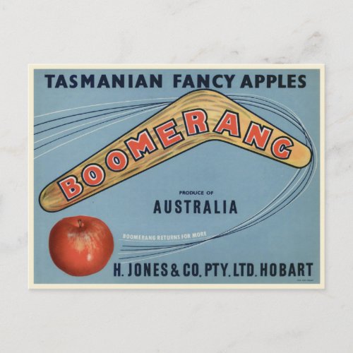 Postcard with Vintage Tasmanian Crate Label Print