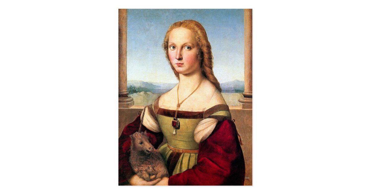 Postcard Woman With The Unicorn Postcard Zazzle Com