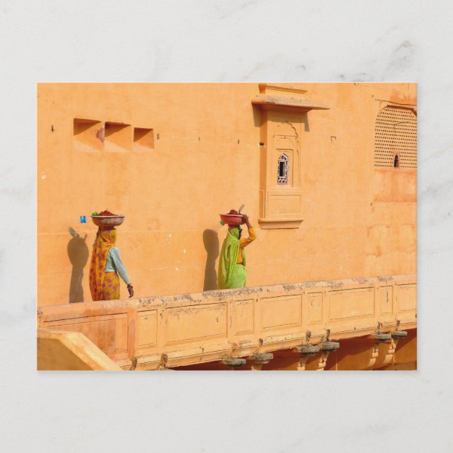 Postcard Women In Sari Clothing, India (Front)