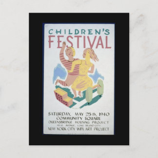 Postcard-WPA-Children's Festival Postcard