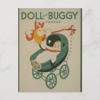 Postcard-WPA-Doll and Buggy Parade Postcard