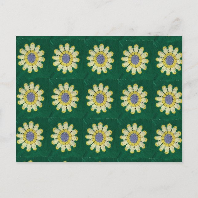 Postcard - Yellow Daisy Afghan Pattern (Front)