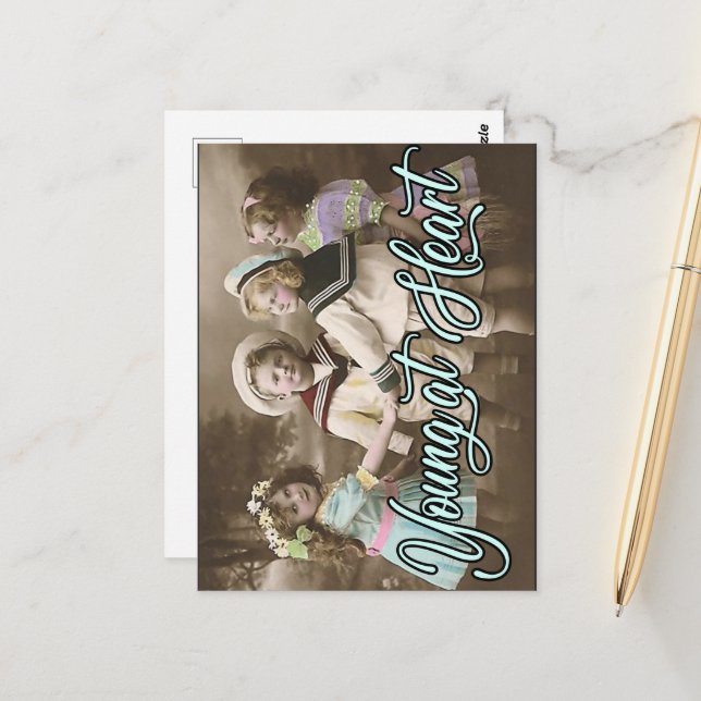 Postcard Young at Heart Vintage Children Playing (Front/Back In Situ)