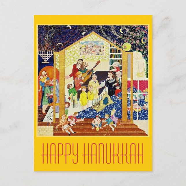PostcardART. HAPPY HANUKKAH Holiday Postcard (Front)