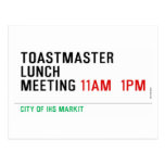 TOASTMASTER LUNCH MEETING  Postcards