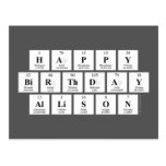 Happy
 Birthday
 Allison  Postcards