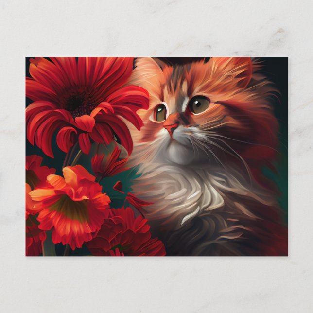 Postcards Cat Flower (Front)
