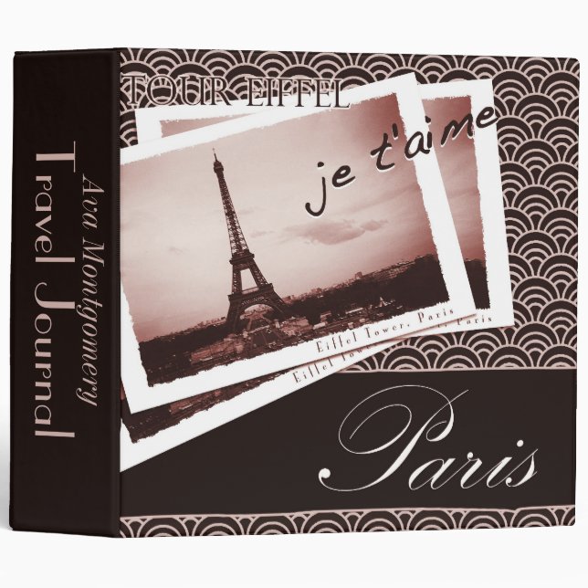 Postcards from Paris Travel Journal 2" Binder (Front/Spine)