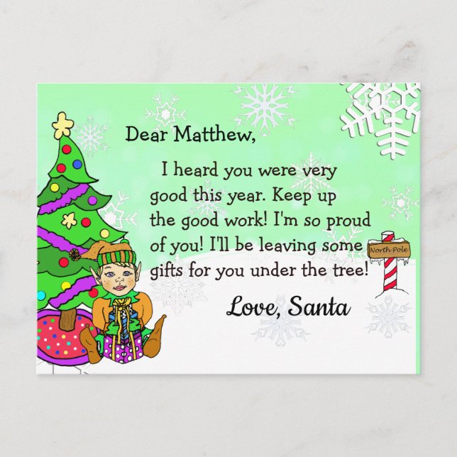 Postcards from Santa: Blond Holiday Elf (Front)