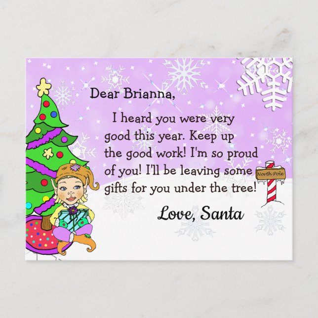 Postcards from Santa: Holiday Blond female Elf (Front)