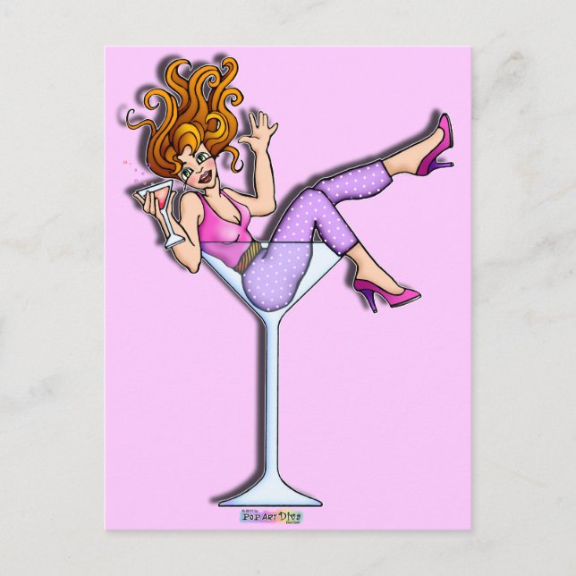 Postcards - Girl in a Martini Glass, Lil' Red (Front)