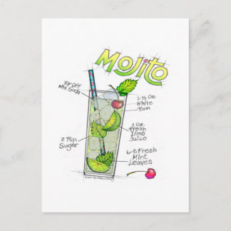 POSTCARDS - MOJITO RECIPE COCKTAIL ART