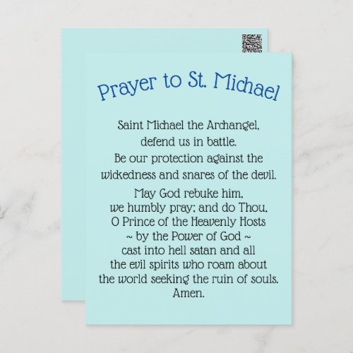 Postcards Prayer to Saint Michael the Archangel 