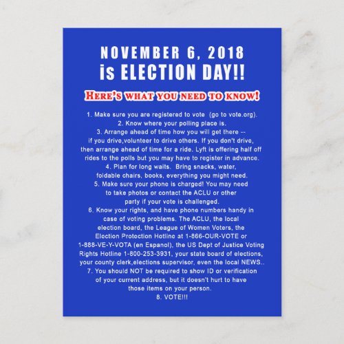 Postcards to Voters VOTERS CHECKLIST November 6