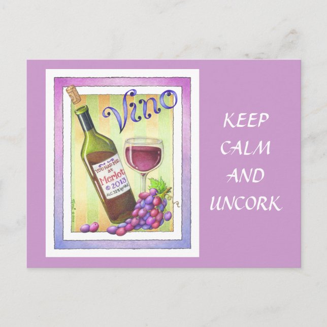 POSTCARDS - VINO!  You Had Me at MERLOT! (Front)