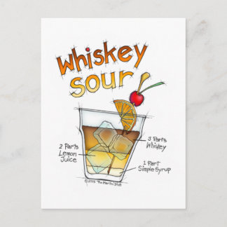 POSTCARDS - WHISKEY SOUR RECIPE COCKTAIL ART