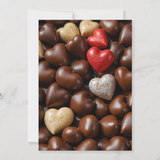 Postcards with chocolate love heart