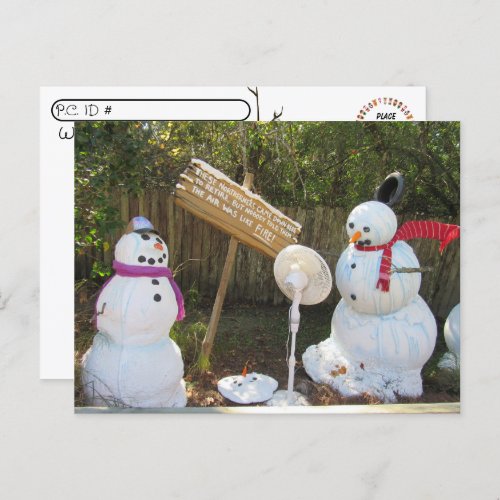 Postcrossing _2 Melting Snowmen Christmas Postcard