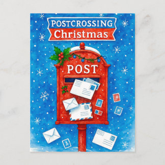 Postcrossing Christmas Watercolor Mailbox Postcard