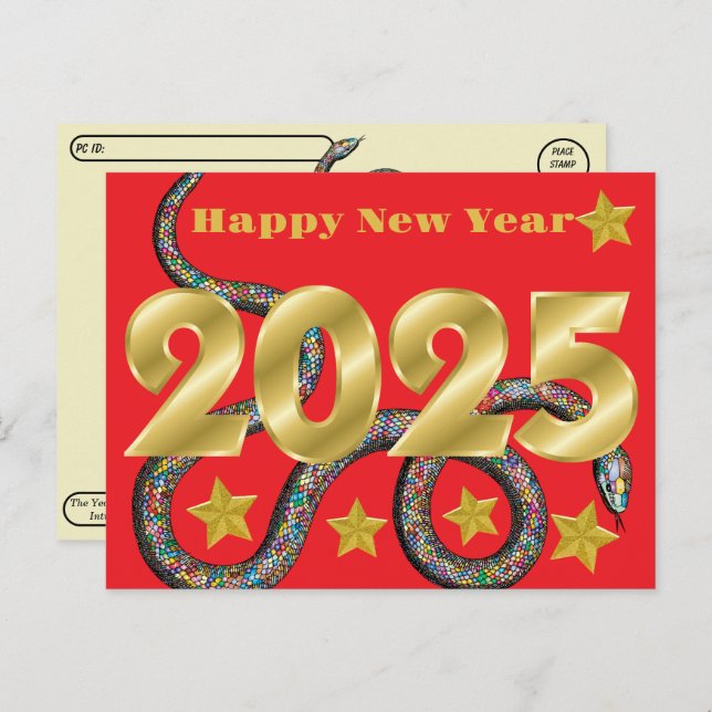 Postcrossing Happy 2025 Year of the Snake  Postcard (Front/Back)