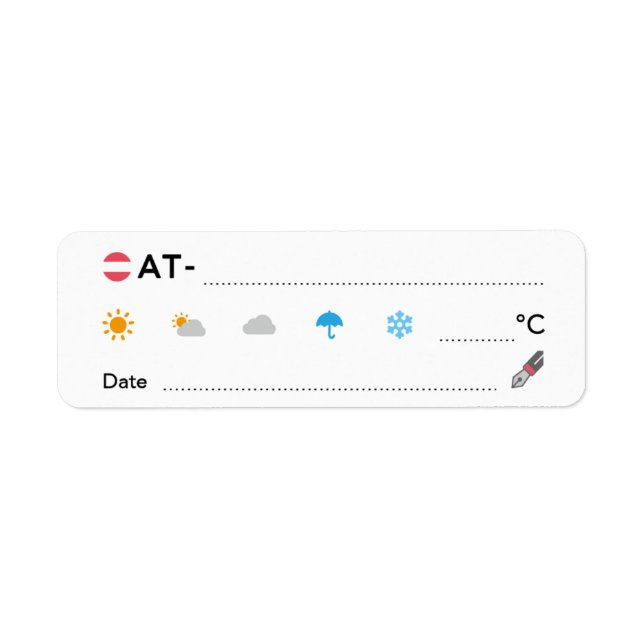 Postcrossing ID AT Austria Österreich Weather Date Label (Front)