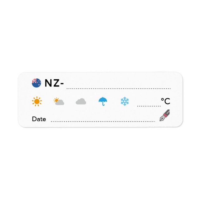 Postcrossing ID NZ New Zealand Weather Date ラベル Label (Front)