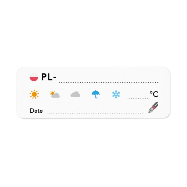 Postcrossing ID PL Poland Polska Weather Date ラベル Label (Front)