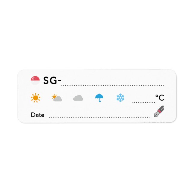 Postcrossing ID SG Singapore Weather Date ラベル Label (Front)