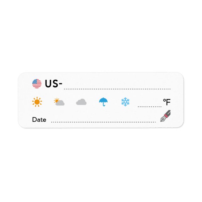 Postcrossing ID US America Weather Date ラベル Label (Front)