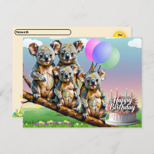 Postcrossing - Koala Family Birthday Postcard
