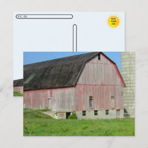 Postcrossing - Old Red Barn and Silo Postcard