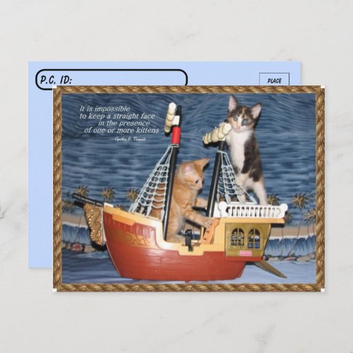 Postcrossing Pirate Kittens Postcard