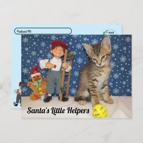 Postcrossing _ Santas Little Helpers _ Cat  Elf Postcard