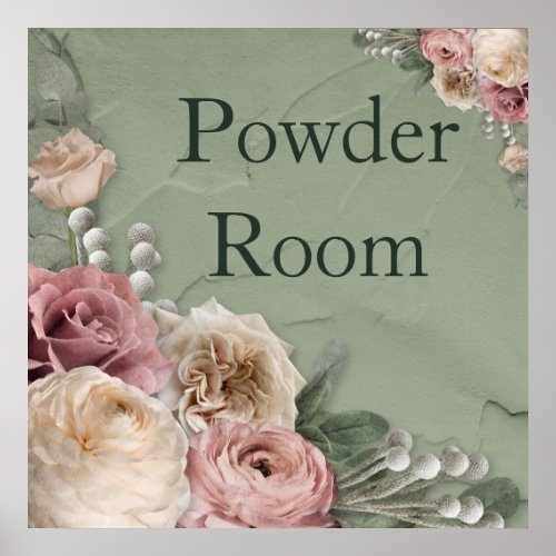 Poster 12 x 12 Vintage Floral Wash Room