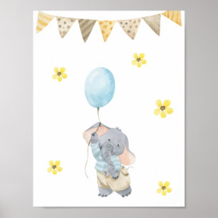 Poster 21.6x27.9cm - Little Elephant With Balloon