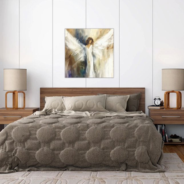 Poster Abstract Angel Neutral Colors All Ages (Poster of Abstract Angel in soft neutral colors, peaceful and graceful, appropriate for all ages)