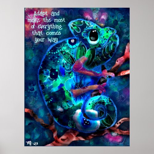 Poster Adapt Whimsical Chameleon Inspirational