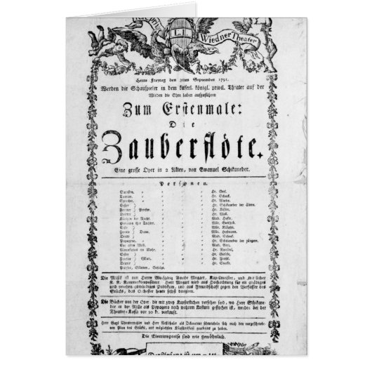Poster advertisement of `The Magic Flute' Cards (Front)