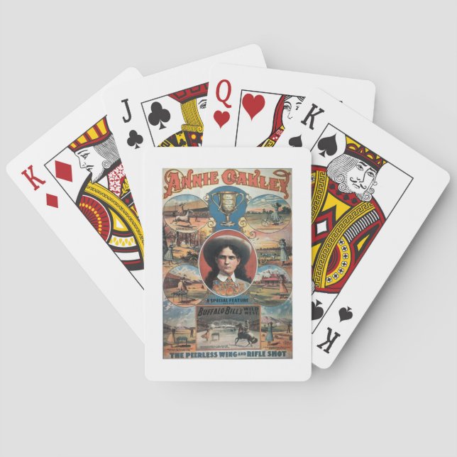 Poster advertising Annie Oakley featuring in Buffa Poker Cards (Back)