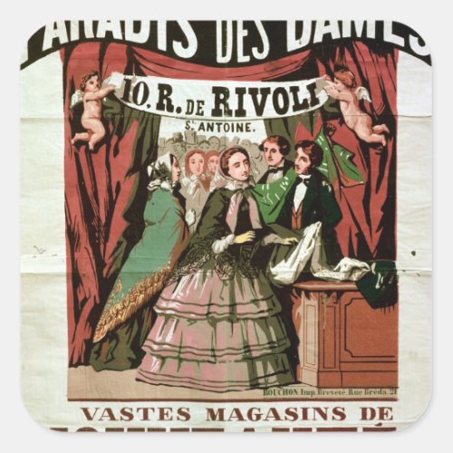 Poster advertising Au Paradis des Dames Square Sticker