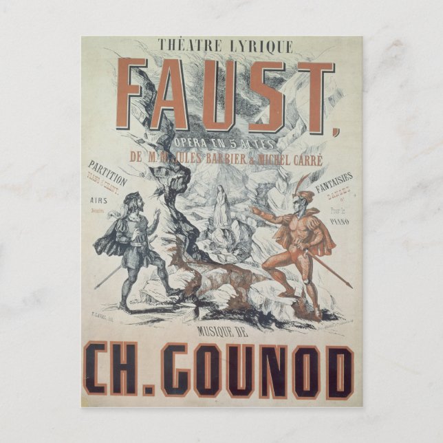 Poster advertising 'Faust' Postcard (Front)