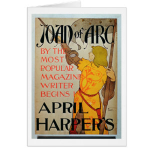 Poster advertising 'Joan of Arc' in April Harper's Cards
