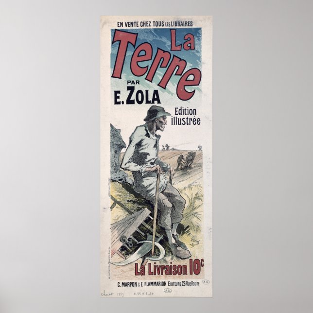 Poster advertising 'La Terre' by Emile Zola, 1889 (Front)