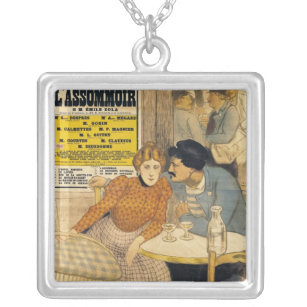 Poster advertising L'Assommoir by M.M.W. Silver Plated Necklace